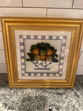 Meo vintage hand crafted botanical floral wall art in gold frame